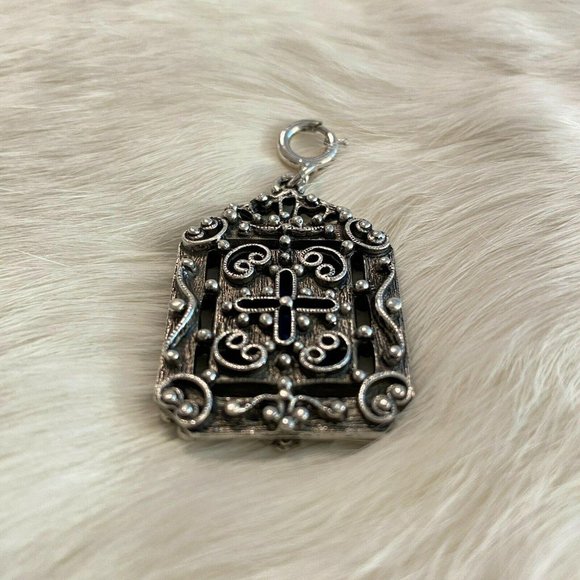 CArved Blue Stone Pendant Charm 4215 - Picture 5 of 10